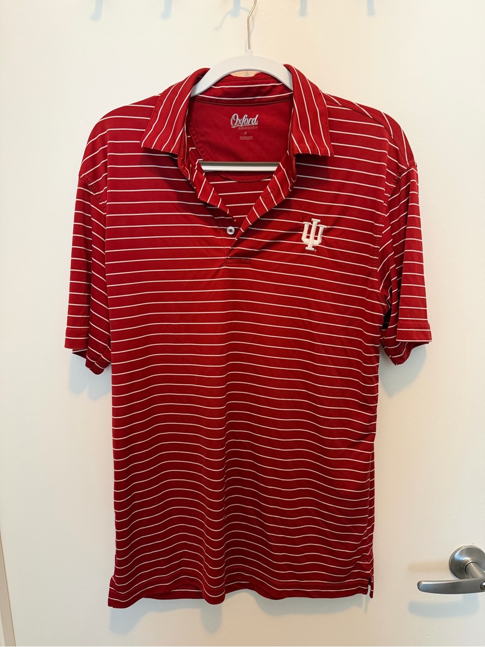 Oxford Red Polo with White Stripes
